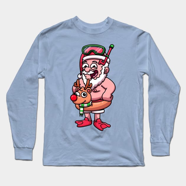 Fat Santa In Scuba Outfit Long Sleeve T-Shirt by TheMaskedTooner